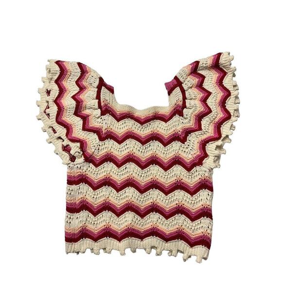 Women's crochet Crop Top Button Down Size Small Retail $55 New With Tags - Picture 4 of 6